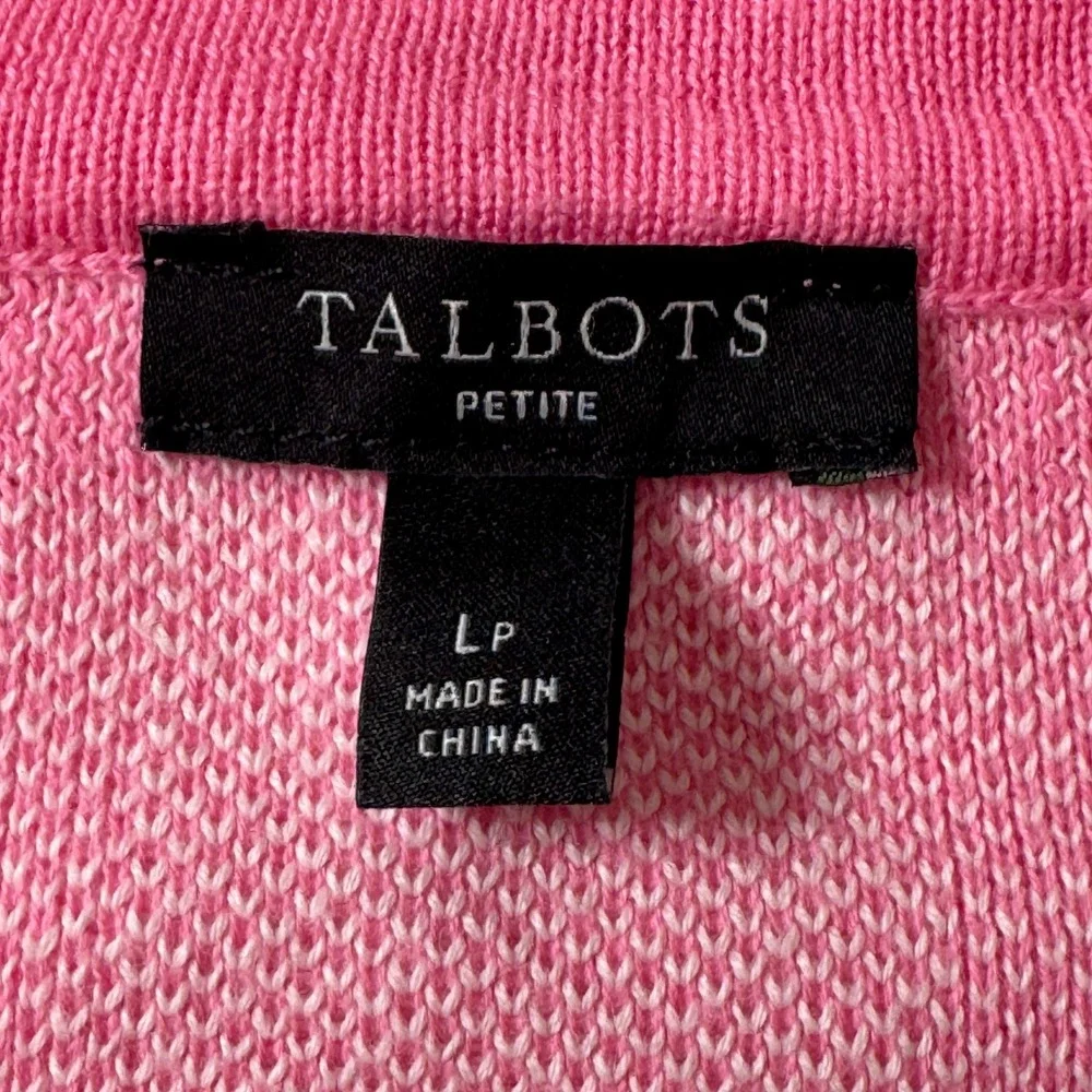 Talbots Petite Pink Gingham Buffalo Check Button Front Cardigan Sweater LP